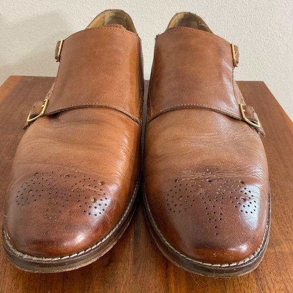 Cole Haan Warner Grand Monk Men's Sz 11.5M  Brown Leather Double Monk Dress Shoe - Picture 2 of 7